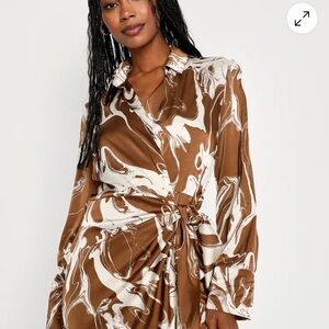Lulu's Brown and White Swirl Mini Dress